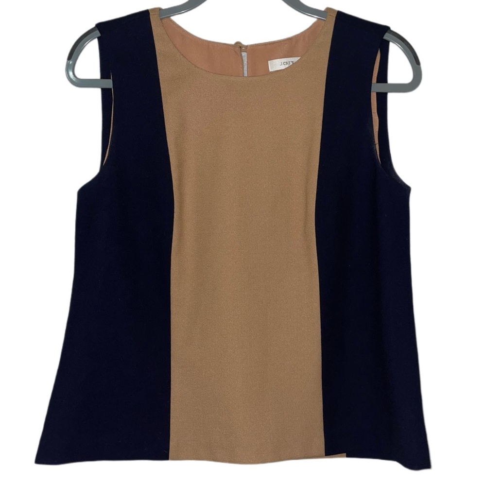 J. Crew Sleeveless Wool Top Navy & Nude Color block
